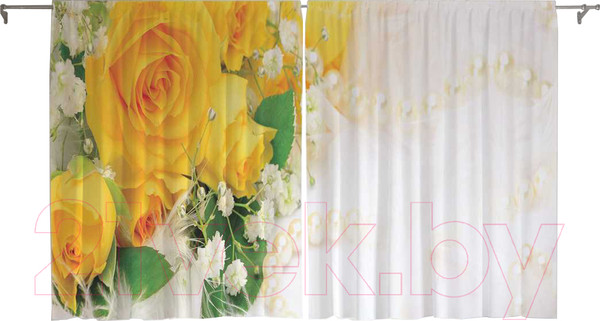 Изображение товара Комплект штор JoyArty Желтые розы и жемчуг / pox_55147 (145x180)