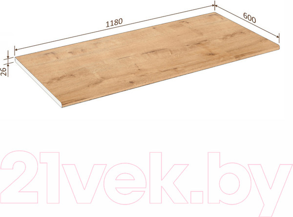 Изображение товара Столешница Кортекс-мебель 1180x600x26 (дуб бунратти)