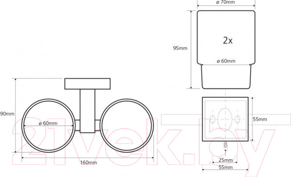 Изображение товара Набор стаканов для зубной щетки и пасты Bemeta Beta 132110022