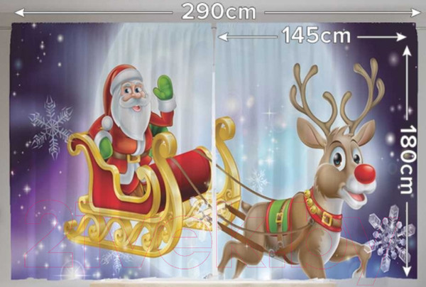 Изображение товара Комплект штор JoyArty Санта и веселый олень / pox_6767 (145x180)