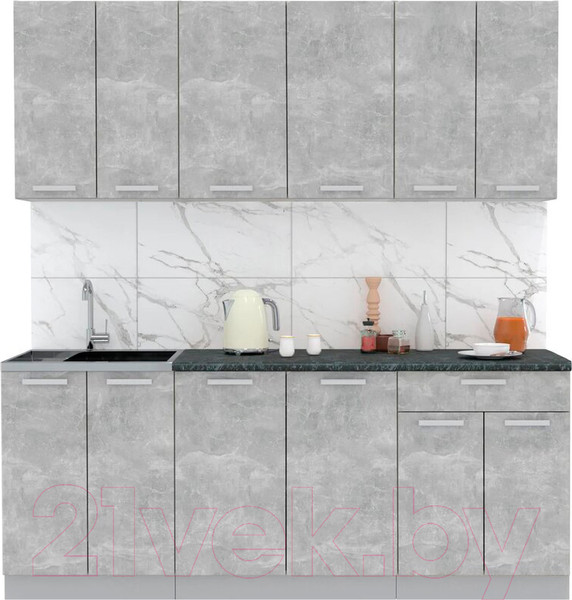 Изображение товара Кухонный гарнитур Интерлиния Мила Лайт 2.0-60 (бетон/бетон/кастилло темный)