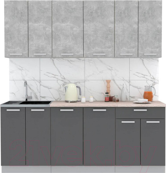 Изображение товара Кухонный гарнитур Интерлиния Мила Лайт 2.0-60 (бетон/антрацит/травертин)