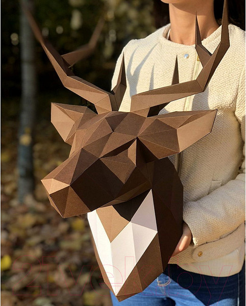 Изображение товара Объемная модель Paperraz Олень Петрович / PP-1OLP-BRW (коричневый)