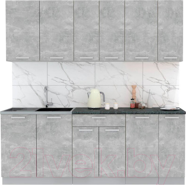 Изображение товара Кухонный гарнитур Интерлиния Мила Лайт 2.1 (бетон/бетон/кастилло темный)