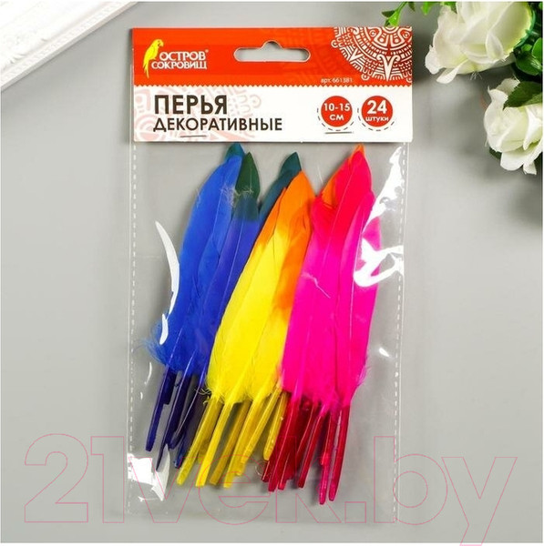 Изображение товара Набор перьев декоративных Остров Сокровищ Сокровищ / 661381 (24шт)