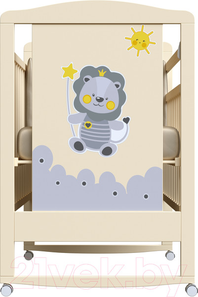 Изображение товара Детская кроватка VDK Happy Lion колесо-качалка (слоновая кость)