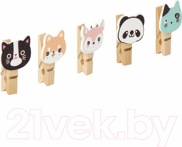 Изображение товара Набор прищепок декоративных Остров Сокровищ Забавные животные / 662672 (10шт, ассорти)