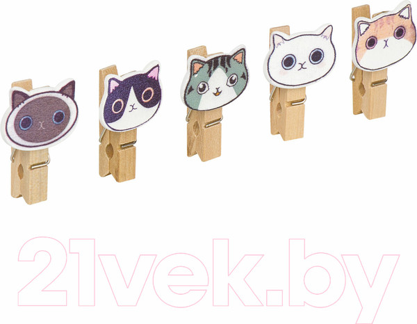 Изображение товара Набор прищепок декоративных Остров Сокровищ Котики / 662673 (10шт, ассорти)