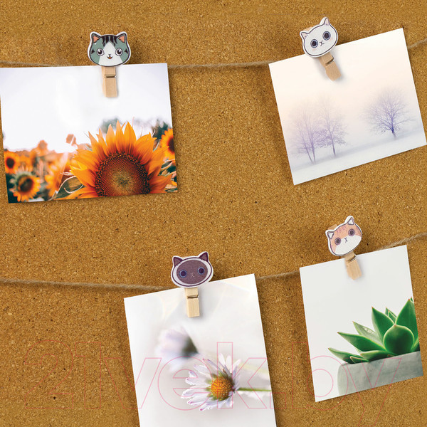 Изображение товара Набор прищепок декоративных Остров Сокровищ Котики / 662673 (10шт, ассорти)