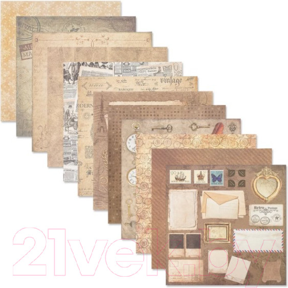 Изображение товара Набор бумаги для скрапбукинга Остров Сокровищ Ретро / 662767 (12л)