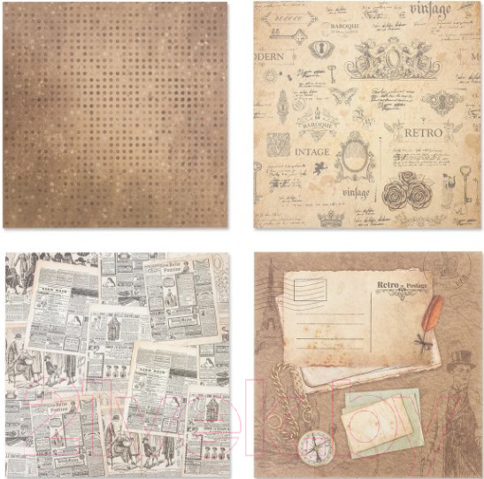 Изображение товара Набор бумаги для скрапбукинга Остров Сокровищ Ретро / 662767 (12л)