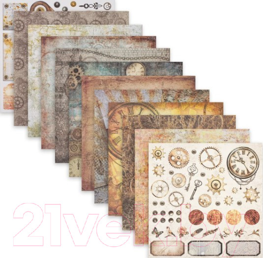 Изображение товара Набор бумаги для скрапбукинга Остров Сокровищ Стимпанк / 662769 (12шт)