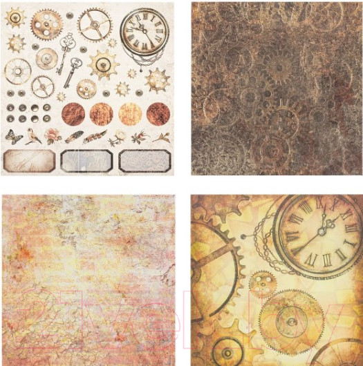 Изображение товара Набор бумаги для скрапбукинга Остров Сокровищ Стимпанк / 662769 (12шт)