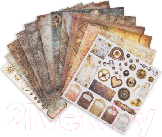 Изображение товара Набор бумаги для скрапбукинга Остров Сокровищ Стимпанк / 662769 (12шт)