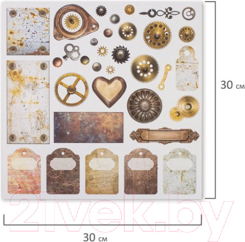 Изображение товара Набор бумаги для скрапбукинга Остров Сокровищ Стимпанк / 662769 (12шт)