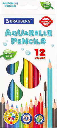 Изображение товара Набор акварельных карандашей Brauberg Premium / 181671 (12цв)