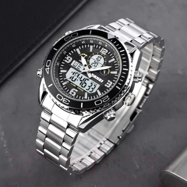 Изображение товара Часы наручные мужские Skmei 1600 (серебристый/белый)