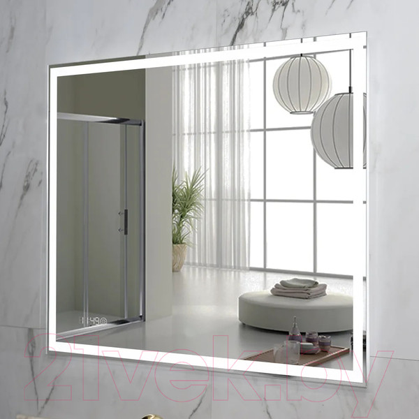 Изображение товара Зеркало Пекам Greta 120x80 / greta-120x80scl (с подсветкой, сенсором на прикосновение и часами)