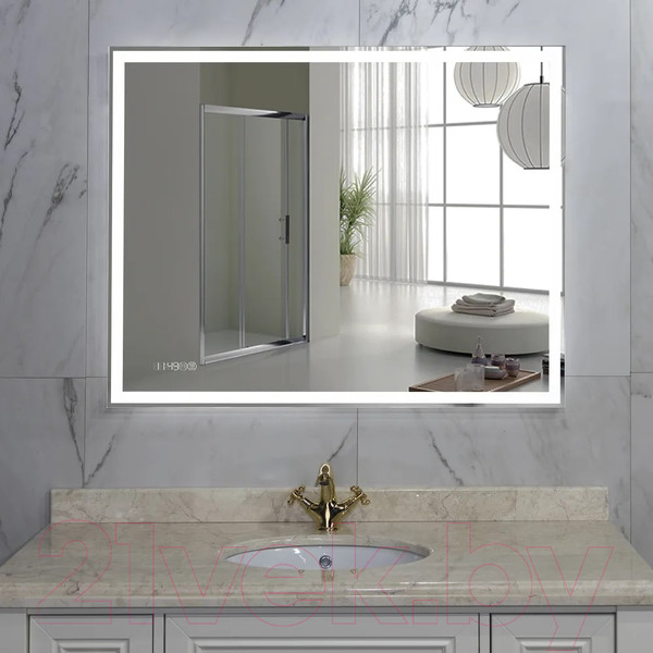 Изображение товара Зеркало Пекам Greta 100x80 / greta-100x80spcl (с подсветкой, подогревом, сенсором на прикосновение и часами)