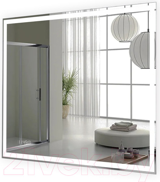 Изображение товара Зеркало Пекам Greta 100x80 / greta-100x80scl (с подсветкой, сенсором на прикосновение и часами)
