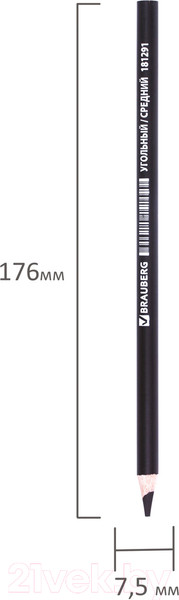 Изображение товара Набор угольных карандашей Brauberg Art Classic / 181293 (12шт)