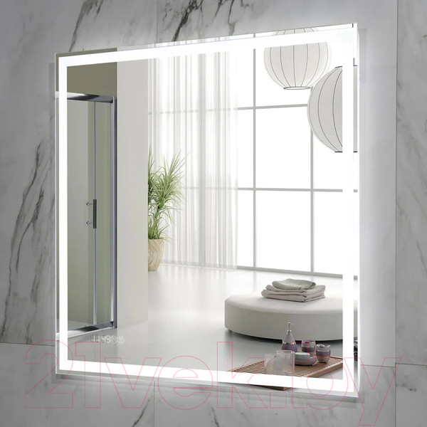 Изображение товара Зеркало Пекам Greta 80x80 / greta-80x80spcl (с подогревом, подсветкой, сенсором на прикосновение и часами)