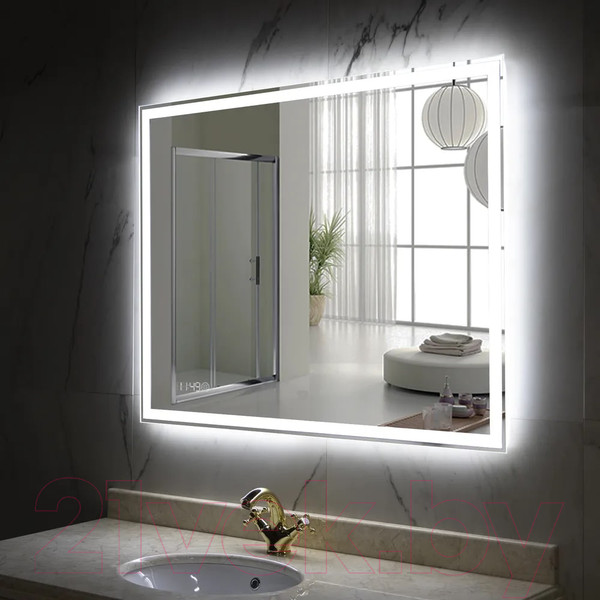 Изображение товара Зеркало Пекам Greta 80x60 / greta-80x60scl (с подсветкой, сенсором на прикосновение и часами)