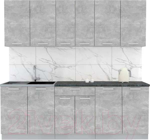 Изображение товара Кухонный гарнитур Интерлиния Мила Лайт 2.2 (бетон/бетон/кастилло темный)