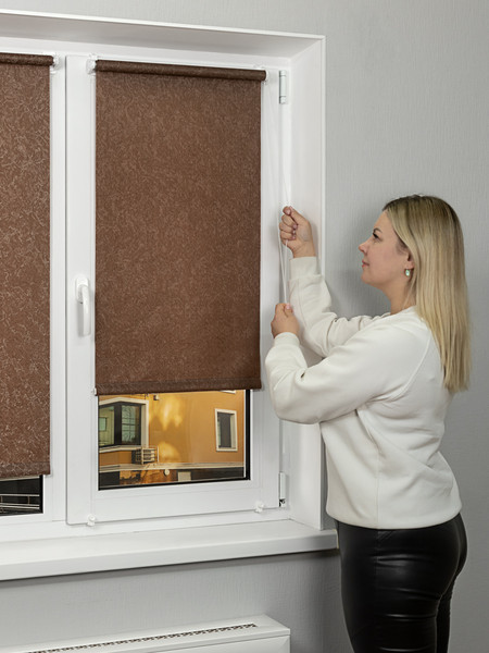 Изображение товара Рулонная штора Lm Decor Жаккард LM 66-09 220x185 (светло-коричневый)