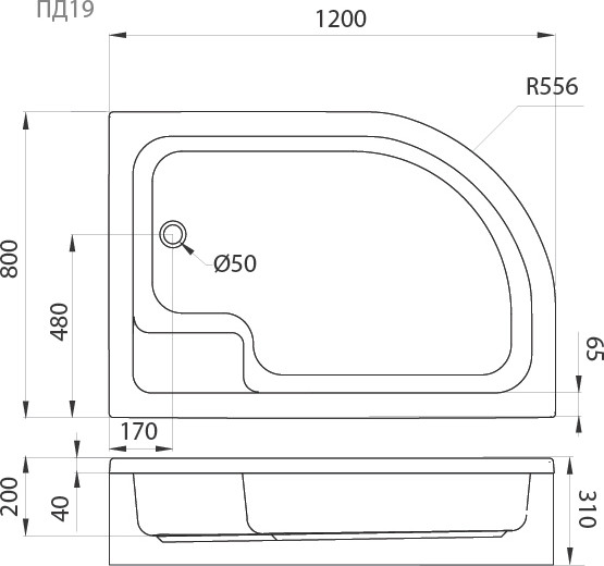 Изображение товара Душевой поддон Triton Полукруглый ПД19 120x80