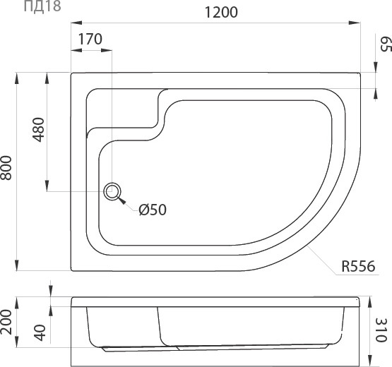 Изображение товара Душевой поддон Triton Полукруглый ПД18 120x80