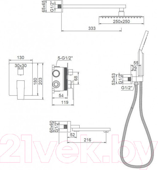 Изображение товара Душевая система со смесителем Ledeme L2478-2