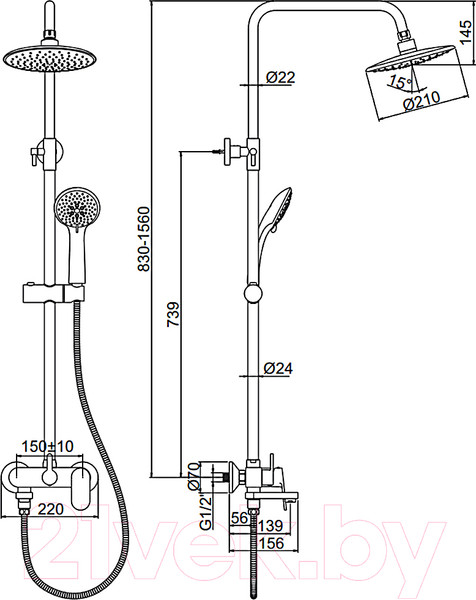 Изображение товара Душевая система со смесителем Ledeme L2410-1