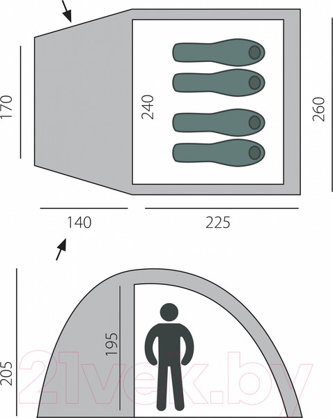 Изображение товара Палатка BTrace Dome 4 / T0300 (зеленый)