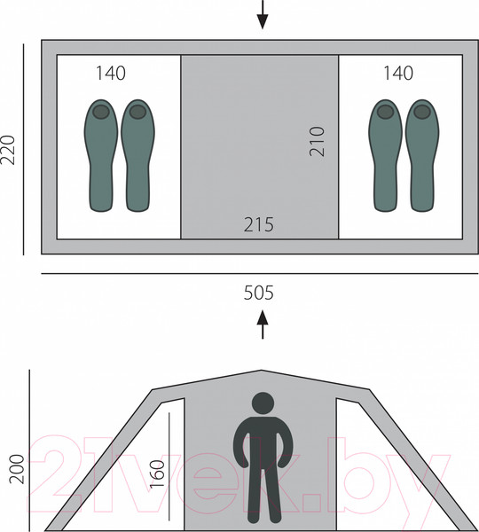 Изображение товара Палатка BTrace Ruswell 4 / T0263 (зеленый)