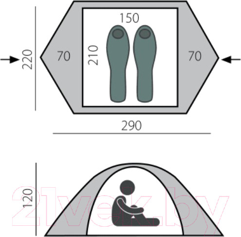 Изображение товара Палатка BTrace Solid 2+ / T0494 (зеленый)
