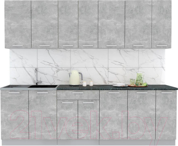Изображение товара Кухонный гарнитур Интерлиния Мила Лайт 2.5 (бетон/бетон/кастилло темный)