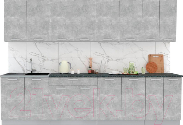 Изображение товара Кухонный гарнитур Интерлиния Мила Лайт 3.0 (бетон/бетон/кастилло темный)