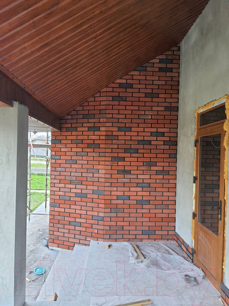 Изображение товара Декоративный камень бетонный Petra Клинкерный кирпич 15П3 (кирпичный/темно-серый)