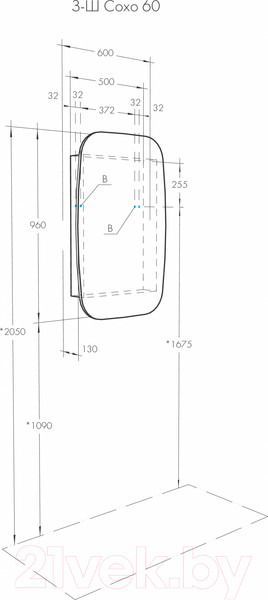 Изображение товара Шкаф с зеркалом для ванной Акватон Сохо 60 L (1A258302AJA0L)