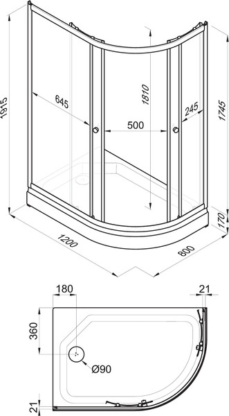 Изображение товара Душевой уголок Triton Коралл А Мозаика 120x80 L