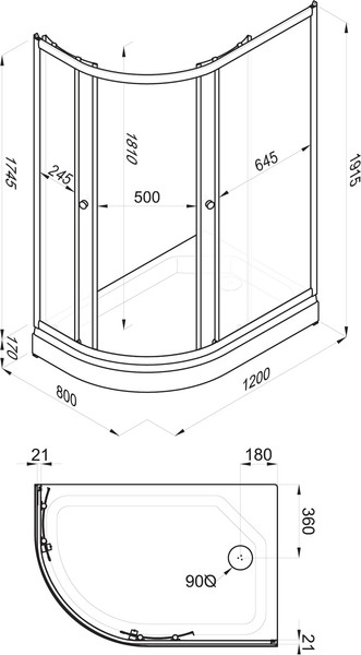 Изображение товара Душевой уголок Triton Коралл А Мозаика 120x80 R
