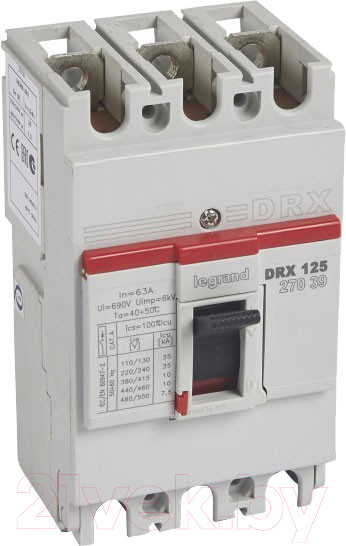 Изображение товара Выключатель автоматический Legrand DRX 125/63A 3P 10kA / 27039