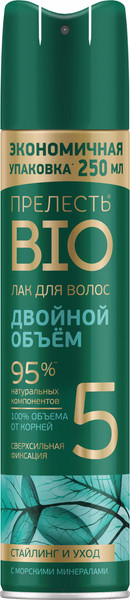 Изображение товара Лак для укладки волос Прелесть Био Сверхсильной фиксации с морскими минералами (250мл)
