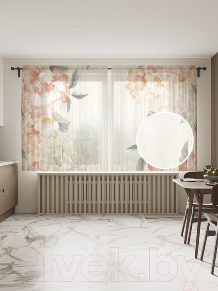 Изображение товара Комплект гардин JoyArty Цветочная виньетка / tul_32264 (2шт, 145x180)