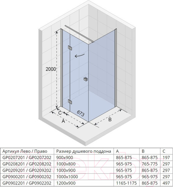 Изображение товара Душевой уголок Riho Polar P206L 100x80 / GP0208201