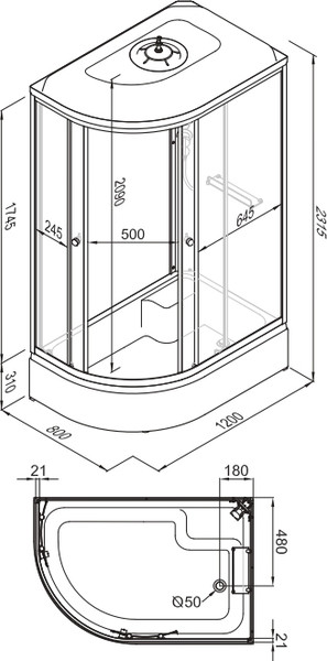 Изображение товара Душевая кабина Triton Коралл B 120x80 R