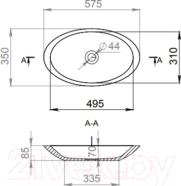 Изображение товара Умывальник Salini Callista 57.5x35 / 1101202SM