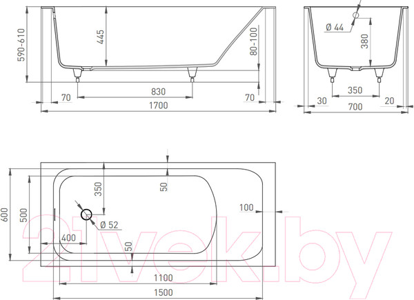 Изображение товара Ванна из искусственного мрамора Salini Orlando 170x70 / 102021M