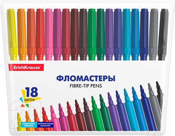 Изображение товара Фломастеры Erich Krause Basic / 53369 (18цв)